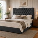 Ver imagem 3 de Cabeceira Espanha Casal Estofada Capitonê 140 cm Suede:Cinza