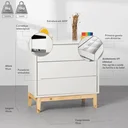 Ver imagem 7 de Kit Quarto Theo com Pés Square Natural - Berço + Cômoda 3 Gavetas + Guarda-roupa 3 Portas - Branco a