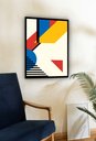Ver imagem 1 de Quadro Decorativo Abstrato Amarelo Geométrico - 70x50cm:moldura Branca