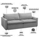 Ver imagem 4 de Sofá Cama Retrátil Reclinável para Sala de Estar 208cm Lari F04 Linho Cinza - Lyam Decor