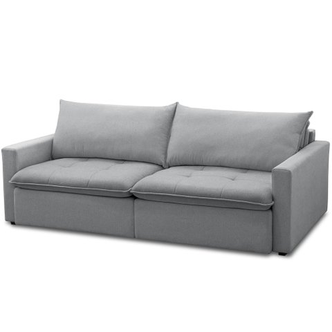 Sofá Cama Retrátil Reclinável para Sala de Estar 208cm Lari F04 Linho Cinza - Lyam Decor