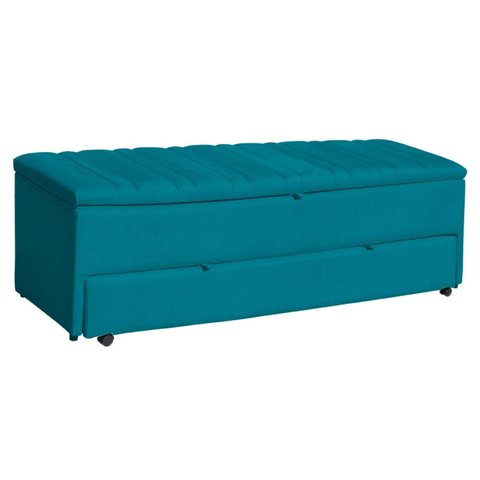 Calçadeira Baú Sapateira 195cm Ayla Suede Tampo Reto