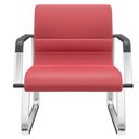 Ver imagem 1 de Cadeira de Escritório Recepção com Braço Fixa Cromada Lev P03 Vinil Vermelho - Lyam Decor