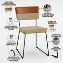 Ver imagem 4 de Kit 08 Cadeiras Decorativas Allana L02 Faixa Couríssimo Camel Linho Bege - Lyam Decor