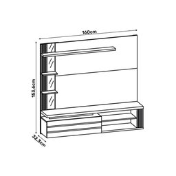 Painel para TV Marin até 55 Polegadas Griz/Carvalho - DJ Móveis - 4