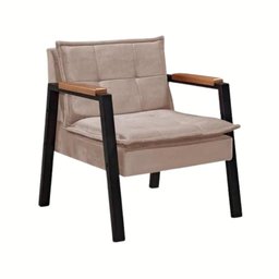 Poltrona Fortaleza Veludo Capuccino Base em Metal Preto - 1