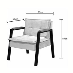 Poltrona Fortaleza Veludo Capuccino Base em Metal Preto - 4