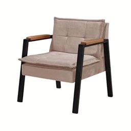 Poltrona Fortaleza Veludo Capuccino Base em Metal Preto - 2