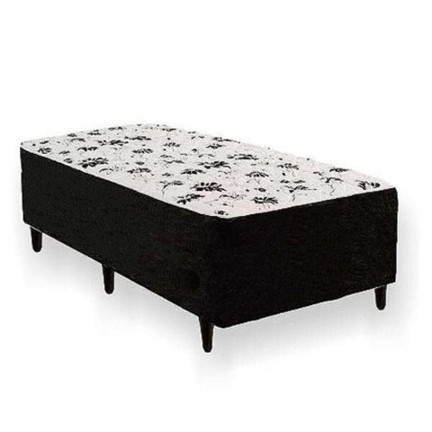 Cama Box Conjugada Solteiro Ortopédica Espuma 5cm Tecido Poliéster Preto Galeria da Camas