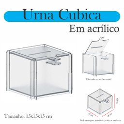 Urna Acrílico Sorteio Caixa Sugestões Cubo Cofre 15 X 15 Cm - 2