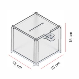Urna Acrílico Sorteio Caixa Sugestões Cubo Cofre 15 X 15 Cm - 1