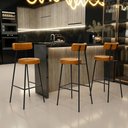 Ver imagem 2 de Kit 02 Banquetas Altas Bar Sala De Jantar Estrutura Em Aço Milão F01 Couríssimo Whisky - Lyam