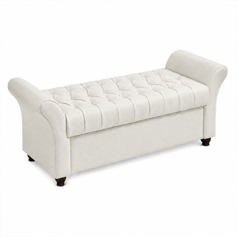 Puff Baú 140cm Charles Facto Off White - Sallar Home