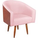 Ver imagem 5 de Poltrona Jade Decorativa Moderna Sala de Estar Quarto Escritório Conforto Corano Nozes e Suede Pés P