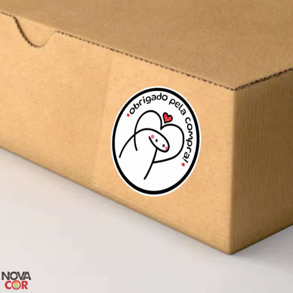 Adesivo Obrigada Pela Compra Flork Coração Redondo 3x3cm 200un - 2