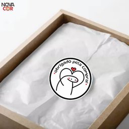 Adesivo Obrigada Pela Compra Flork Coração Redondo 3x3cm 200un - 3
