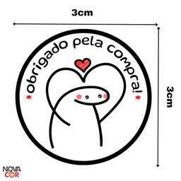Adesivo Obrigada Pela Compra Flork Coração Redondo 3x3cm 200un - 4
