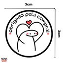 Ver imagem 4 de Adesivo Obrigada Pela Compra Flork Coração Redondo 3x3cm 200un