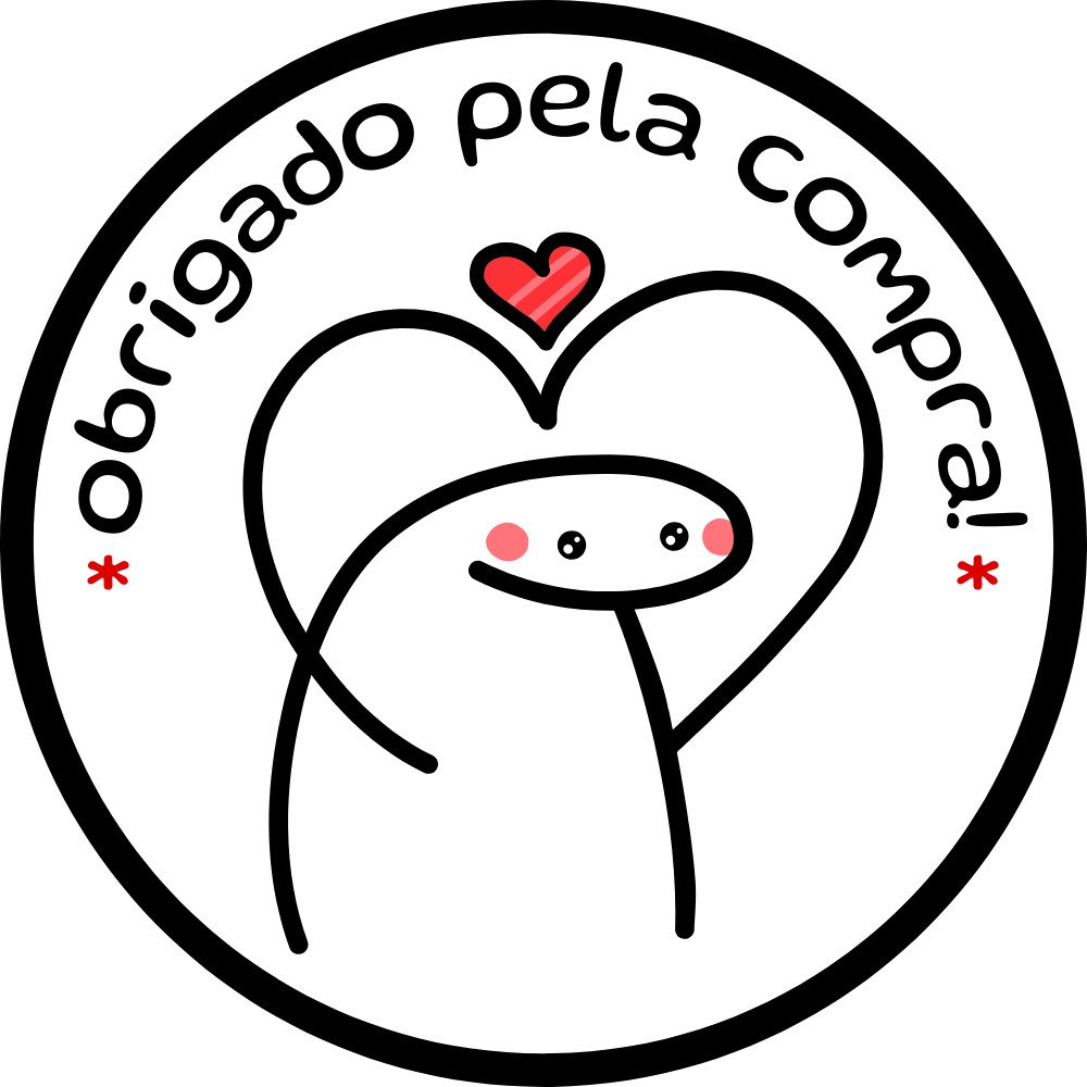 Adesivo Obrigada Pela Compra Flork Coração Redondo 3x3cm 200un