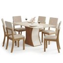 Ver imagem 3 de Conjunto Sala de Jantar Layla Trend 6 Lugares Tampo MDF Cadeiras Estofadas Off White 160cm Casa 812