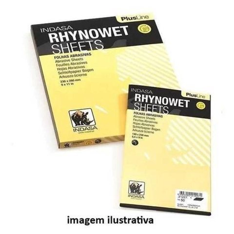 Kit com 100 Folhas Lixa P2000 D Agua Rhynowet Plus Indasa
