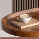 Ver imagem 3 de Mesinha Lateral de Apoio Moderna em Madeira e Metal Preto Fosco