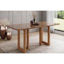 Ver imagem 1 de Mesa de Sala Jantar Yara Sc79 C/ Tampo Madeirado C/ Vidro Curvo 160x90cm Nature - Henn