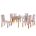 Ver imagem 3 de Conjunto Sala de Jantar 6 Lugares Mesa Slim e Cadeiras Móveis Mix Mel/ Off White/ Branco Gelo
