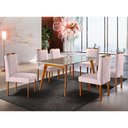 Ver imagem 1 de Conjunto Sala de Jantar 6 Lugares Mesa Slim e Cadeiras Móveis Mix Mel/ Off White/ Branco Gelo