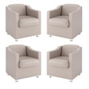 Ver imagem 1 de Kit 4 Poltronas Decorativas Para Recepção Courino Bege