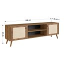 Ver imagem 2 de Rack Viena com Pés de Madeira Tela Natural e Couro 180cm:woodmel