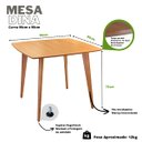 Ver imagem 4 de Mesa de Jantar Quadrada Especial em Madeira de 90cm na Cor Freijó