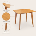 Ver imagem 4 de Mesa de Jantar Quadrada Especial em Madeira de 90cm na Cor Freijó