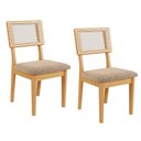 Ver imagem 2 de Kit Mesa de Jantar Orgânica 6 Lugares Tampo MDF Cadeiras Estofadas Carvalho Rose e Taupe Dalla