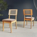 Ver imagem 5 de Kit Mesa de Jantar Orgânica 6 Lugares Tampo MDF Cadeiras Estofadas Carvalho Rose e Taupe Dalla
