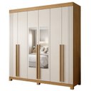 Ver imagem 2 de Guarda-Roupa Casal 6 Portas 4 Gavetas MDF com Pés e Espelho Liss Marrom/Cinamomo/Off White