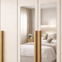 Ver imagem 6 de Guarda-Roupa Casal 6 Portas 4 Gavetas MDF com Pés e Espelho Liss Marrom/Cinamomo/Off White