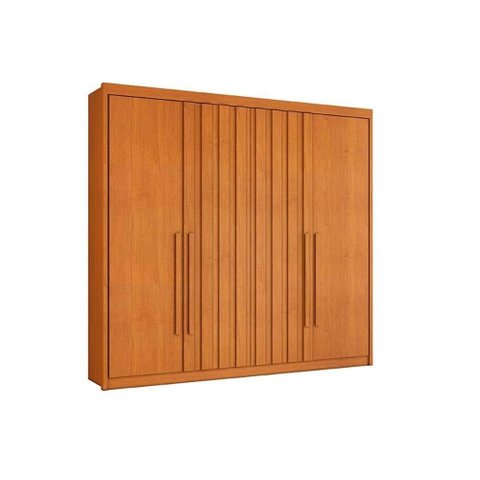 Guarda Roupa Solteiro 4 Portas 2 Ripadas e 4 Gavetas Grécia Cinamomo Conquista