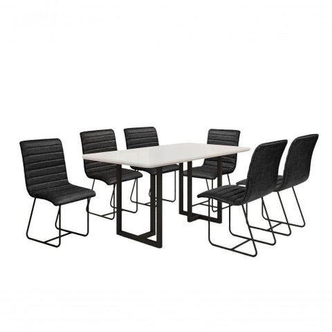 Conjunto de Jantar Itália com 6 Cadeiras Base Goiás Bm Tubulares Off White-courissimo 134