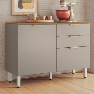 Balcão Cozinha Alba 2 Portas 2 Gavetas Amêndola/nude Prime Tx - Demóbile