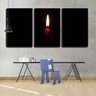 Quadro Decorativo 30x66 vela solitária acesa fundo preto - 2