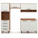 Ver imagem 2 de Cozinha Compacta 4 Peças 5 Portas 4 Gavetas Evolution Plus Branco/Freijó/Off-White