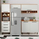 Ver imagem 1 de Cozinha Compacta 4 Peças 5 Portas 4 Gavetas Evolution Plus Branco/Freijó/Off-White