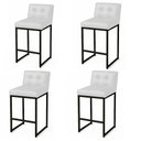 Ver imagem 2 de Banqueta Cozinha Alta com Encosto Industrial Kit 4 Preto Lirina Pu Branco C05 - D’Rossi