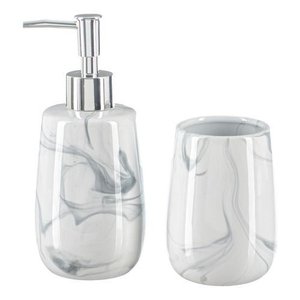 Kit Lavabo Banheiro Luxo Saboneteira Líquida Escova / 483