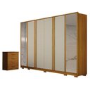 Ver imagem 1 de Guarda Roupa Casal Ares 6 Portas com Espelho Cinamomo Off-white com Cômoda Rubi 4 Gavetas Cinamomo –