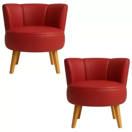 Ver imagem 1 de Kit 2 Poltronas Aconchegante Tecido Corano para Sala de Espera Pés de Madeira Resistente