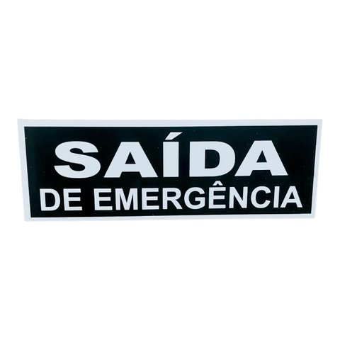 Placa de Sinalização Saida de Emergencia 15x30 Fundo Preto
