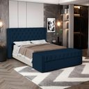 Ver imagem 2 de Cabeceira e Calçadeira Báu Queen Size Atena 160cm Capitonê Veludo Azul Marinho - Desk Design