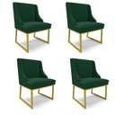 Ver imagem 1 de Cadeira Sala de Jantar Industrial Dourado Kit 4 Liz Bouclê Verde D03 - D’Rossi